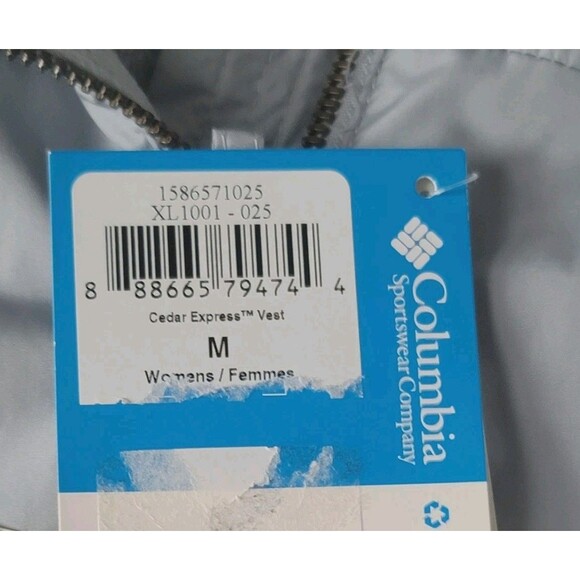 Columbia Women's Cedar Express Vest Size M Lined Gray Full Zip Puffer Jacket - Picture 5 of 13